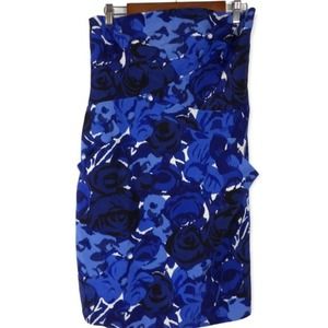 ANN Taylor‎ Strapless Dress Blue Floral